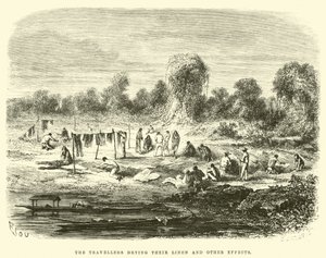 The Travellers Drying Their Linen and Other Effects by Edouard Riou